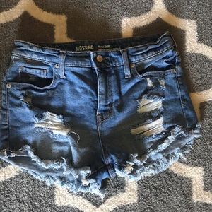 High rise distressed shorts